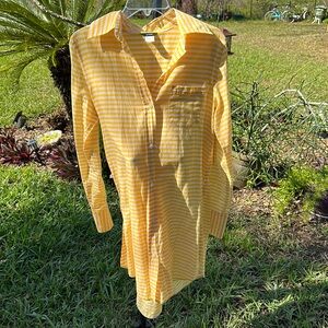 J.Crew Cotton button down beach shirt in yellow sunflower stripe - S no belt